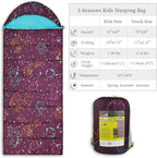 AceCamp Kids Sleeping Bag, Glow-in-The-Dark Sleeping Bag for Kids and Youth, Portable Water-Resistant Kids Sleeping Bag, Temp Rating 30F/ -1℃, for Camping, Hiking, Slumber Party