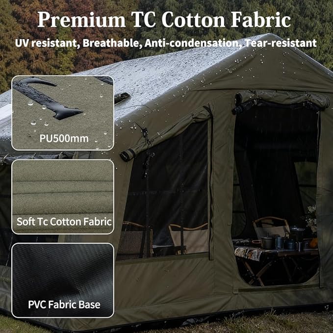 MC TOMOUNT Inflatable Tents for Camping, 6/8/10 Person Large Family Blow Up Camping Tent with Hand Pump, Easy Setup Air Glamping Tent for Outdoor Picnic Party