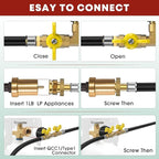 5ft Propane 2 Way Y Splitter Adapter Hose,1 lb to 20 lb Converter with Shut Off Valve, Propane Adapter 1lb Portable Appliance to QCC1/Type1 5-40lb Tank,350PSI for Heater,Camping Stove,Grill
