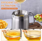 68oz Stainless Steel Deep Fryer Pot with Basket and Oil Strainer, Multifunctional Deep Frying, Small Stove Top deep fry for Kitchen and Camping, Steel Pour Pot for French Fries, Chicken (2L)