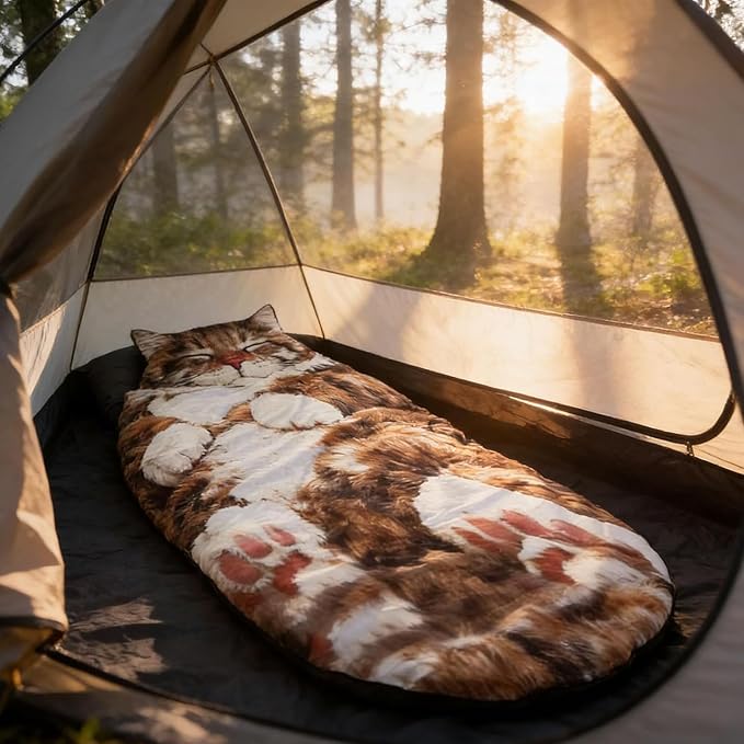 68.9 * 31.5 in Cat Sleeping Bag for Human,Fluffy Cat Sleeping Bag for Adults,Adorable Cats Envelope Sleeping Bags,Washable Warm Blanket for Camping and Home Lounging