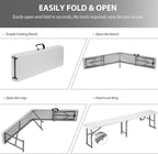 6ft Plastic Folding Bench with Carrying Handle & Lock, Portable Outdoor Bench in Garden Picnic Camping Dining Party Seat, Waterproof Bench for Soccer Activities, Firm and Durable (2Pack A)