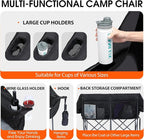 Heated Double Camping Chair Heated Camping Chair 4 Heating Zones Heated Chair Outdoor Sport Heated Folding Chair for Adults (Battery Not Included)