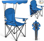 ALPHA CAMP Heavy Duty Canopy Lounge Chair Sunshade Hiking Travel Chair with Cup Holder