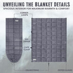 3M Thinsulate Insulation Puffy Camping Blanket for Cold Weather, Queen Size Warm Camping Quilt with Zipper, Waterproof Outdoor Sleeping Bag for Hammock, Cozy & Versatile Gift for Men and Women