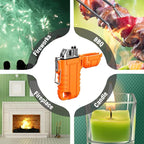 Waterproof Electric Lighter with 360°Flexible Long Neck, Outdoor Windproof Arc Lighter USB Rechargeable Flameless Plasma Cool Lighters for Outdoor & Kitchen (Orange)