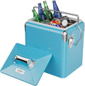 VINGLI 14qt Small Insulated Portable Cooler, Retro Vintage Classic Style Hard Metal Cooler for Barbeques, Camping, Fishing and Picnics