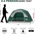 Tents for Camping 4 Person Tent Waterproof Windproof Double Layer Camping Tent, Easy Setup Dome Tent with Large Mesh Windows & Wider Door for Outdoor Camping & Hiking