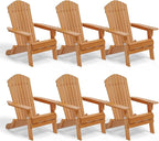 VINGLI Folding Adirondack Chairs Set of 6, Wood Adirondack Chair for Outdoor, Foldable Fire Pit Chairs for Patio, BBQ, Porch, Yard, Pool