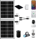 5V 16W Solar Panel for Security Camera IP65 Waterproof USB Solar Panel Charger Type-C Port、Micro USB Port＆DC Port Solar Sanels for Cameras with 9.8ft Charging Cable(8W black-2pack)