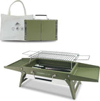 Charmline 14x9 inches Small Portable Charcoal Grill, Camping Gift for Outdoor Enthusias, Tabletop Charcoal Grills for Camping, Picnics, Gardens and Beach Parties, Green