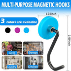 Strong Magnetic Grill Hooks, Heavy Duty Magnet Hooks for Refrigerator, 4 Pack Powerful Magnetic Hooks for Outdoor Grill Barbecue Tool Outdoor Hanging Refrigerator Kitchen, Blue