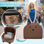 Toddler Travel Bed,Foldable&Portable Baby Cot for Kids with Removable Pillow,200GSM Dutch Fleece &28D High-Density Sponge,Bear-Shaped 2-in-1Design for Naps,Lounger,and Little Sofa at Home or Travel