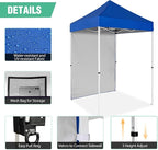 5x5 Pop Up Canopy Tent with One Sidewall, Instant Portable Beach Canopy, Outdoor Tent with Carry Bag for Camping, Sports, Tailgating, Events, Blue