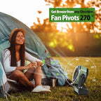20000mAh Battery Powered Camping Fan, 58Hrs Rechargeable Portable Fan, 400LM Light, 360° Hook, Whisper Quiet Battery Operated Fan for Outdoor Car Travel Hurricane Camping Gear Essentials Power Outages