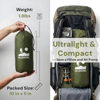 1.8 Pounds Ultralight Camping Sleeping Pad - R-Value 3.0 for 4 Seasons, Durable & 100% Waterproof Outdoor Air Mattress, Compact Sleeping Mat for Hiking, Backpacking, Travel