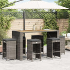 Patio Bar Stools with Cushions 6 pcs Gray Poly Rattan Dinning Chairs Camping Chair Camping Chairs Porch Chairs for Outdoor Dining Bedroom Patio