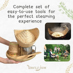 6-Piece Mini Sticky Rice Steamer Set - Bamboo Basket & Thai Rice Cooker, Portable for Camping