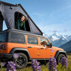 VEVOR Rooftop Tent Hard Shell, 2-3 Person Aluminum Roof Top Tent Hardshell with Tri-Color LED Light, Thick Mattress & 1 Window, Waterproof Windproof Overland Camping Car Roof Rack for Jeep SUV Pickup