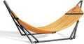 Best Home Fashion Hammock for 2 Persons with Collapsible Steel Stand 600 lbs Capacity- Portable Carrying Case, Adjustable, Perfect for Camping Beach Patio, EZ Daze Foldable Hammock with Stand- Yellow