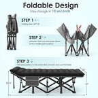 Suteck Camping Cot, 32In XXL Folding Camping Cot Heavy Duty Sleeping Bed for Adults 1200D Double Layer Oxford Cots for Camping W/Pilllow Mattress Carry Bag for Home Office Nap Beach Travel, 900LBS