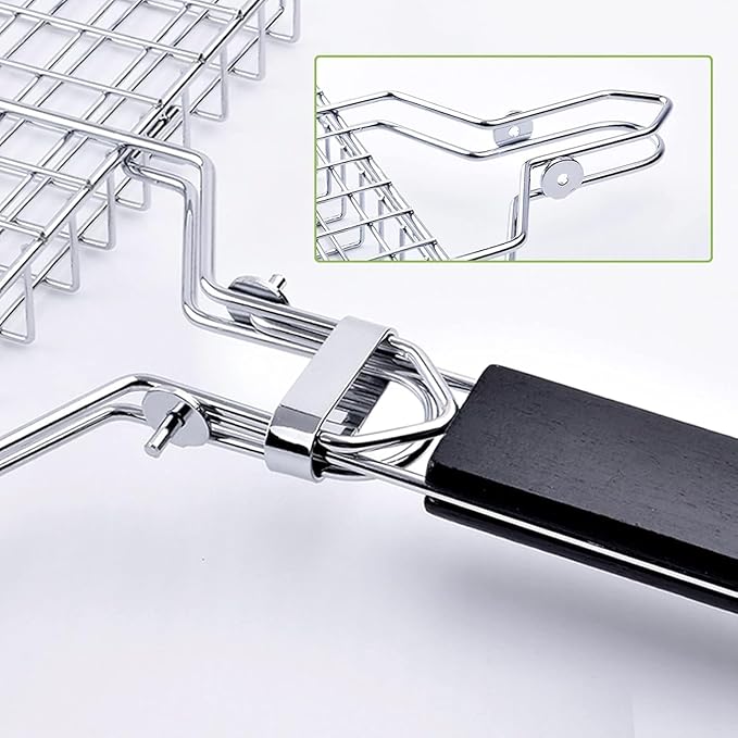 Grill Basket Large Portable Folding BBQ Camping Grilling Rack for Fish, Vegetables, Shrimp, Barbeque Griller Cooking Accessories, Grilling Gifts