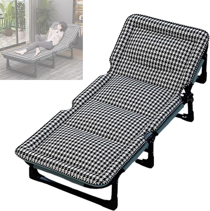 Folding Camping Cot with Mattresses 4-Level Adjustment of Backrest Portable Foldable Bed Provide A Comfortable Rest for Camping, Home, Office, No Installation Required(Multi-Colored,190 * 68 * 30cm)