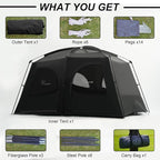Vidalido Tents，6-8 Person Camping Tent with Extended Vestibule，2 Room Weather Resistant Family Tents，Easy Install Waterproof Outdoor Tent for Backpacking and Camping Hiking