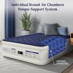 Air Mattress Queen with Built-in Pump, Blow Up Mattress with Soft Flocked Top, Leakproof Inflatable Mattress, Foldable Waterproof Air Bed for Home, Guests, Camping, with Storage Bag