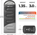 Sleeping Bag for Adults Warm Weather, Compact Lightweight Backpacking Sleeping Bag with Compression Sack, Camping Essentials Gear for Hiking Travel Climbing Outdoor & Indoor Use