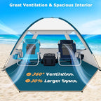 COMMOUDS Beach Tent Sun Shade for 3/4/6/8 Person, UPF 50+ Beach Sun Shelter Canopy Tent, Lightweight, Easy Set Up and Carry