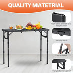 FUNYKICH 3ft Camping Folding Table L34.2''xW15.7'', 3 Adjustable Height Portable Small Folding Tables, Lightweight Aluminum Beach Table with Carry Handle for Camping, Backyard BBQ, Picnic, Travel