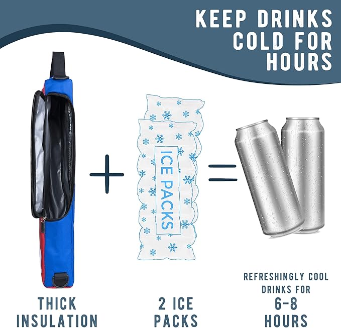 Golf Cooler Bag Plus Ice Pack Soft Sided Insulated Cooler Bag- Holds 6 Pack of Cans or 2 Wine Bottles - Grey Camo Golf Beer Sleeve Black Fits Discreetly in Golf Bags