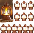 Ferraycle 12 Pcs Mini Lantern Decor 4 Inch Western Lantern Table Centerpiece Small Vintage Camping Hanging Lamp Ornaments Bulk for Cowboy Cowgirl Wedding Halloween Christmas (4 Inch,Brown)