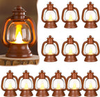 Ferraycle 12 Pcs Mini Lantern Decor 4 Inch Western Lantern Table Centerpiece Small Vintage Camping Hanging Lamp Ornaments Bulk for Cowboy Cowgirl Wedding Halloween Christmas (4 Inch,Brown)