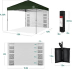 Best Choice Products 10x10ft Pop Up Canopy Tent with Sidewall, 1 Person 1 Minute Set Up, Carry Case, 4 Weight Bags - Dark Green