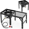 ROVSUN Portable Propane Gas Stove with Detachable & Foldable Side Rack, Single Burner Camp Stove Cooker for Outdoor Backyard Cooking, Camping, Tailgating, Canning, Frying Turkey & Boiling Seafood
