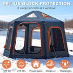Inflatable Tents for Camping with Stove Jack, 2/4/6/8 Person Easy Setup Blow Up Tents for 4 Seasons Waterproof Inflatable Camping Tent with Awning, Air House Glamping Tents for Camping Adult