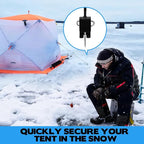 2 PCS Universal Ice Anchor Tools, Heavy Duty Ice Fishing Anchor Power Drill Adapter, Ice House Anchors for Ice Insert Sewing, Durable Metal Winter Ice Fishing Accessories for Ice Shanty Tent Setup