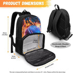 Casual Bookbag Laptop Backpacks Hiking Outdoor Insulated Unisex Lunch Cooler Backpack All In One Food Backpack Meal Bag Travel Work Daypack for Men Women, Fire Flame Basketball
