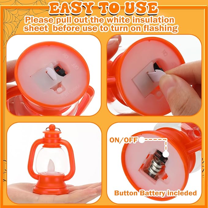 Ferraycle 12 Pcs Mini Lantern Decor 4 Inch Western Lantern Table Centerpiece Small Vintage Camping Hanging Lamp Ornaments Bulk for Cowboy Cowgirl Wedding Halloween Christmas (4 Inch,Orange)