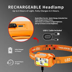 Headlamp Rechargeable LED, 800 Lumens with Red & White Light, 8 Modes, Motion Sensor, USB-C Charging, IPX4 Waterproof (1, Orange)