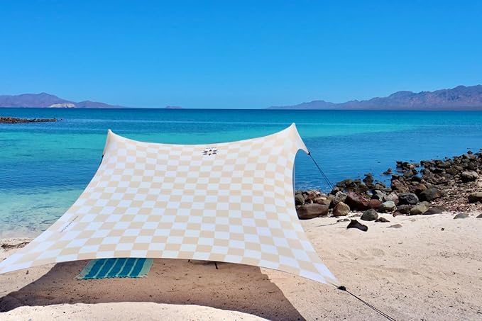 Neso Grande Portable Beach Tent Sun Shelter - Lightweight Beach Shade Canopy - Easy Setup for Family Outings - Patented Reinforced Corners - UPF 50+ Sun Protection - 7ft Tall, 9 x 9ft