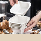 Camping Plates 6Piece White Porcelain Ceramic Bowl Set Tableware for Soup Fruit Salad Bowls Service for 6 People Decorative Plate
