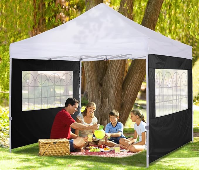 COOSHADE Instant Canopy SunWall 10x10 Canopy SideWall for Pop up Canopy Tent, 1 Pack Sidewall with Church Window Only, Black