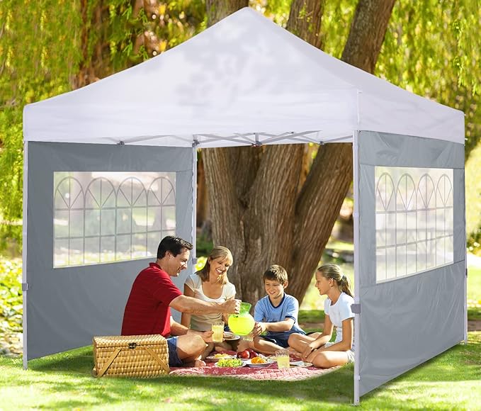 COOSHADE Instant Canopy SunWall 10x10 Canopy SideWall for Pop up Canopy Tent, 1 Pack Sidewall with Church Window Only, Grey