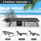 MOPHOTO Folding Lounge Chair 5-Position, Folding Cot, Portable Outdoor Chaise Lounge Chair for Sun Tanning, Perfect for Pool Beach Patio Sunbathing