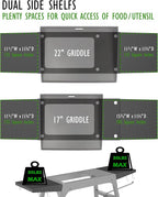 Sivsis Blackstone Griddle Stand for 17”or 22”, Portable Blackstone Grill Stand with Side Shelf, Tool Hooks, Paper Towel Holder and Trash Bag Holder, Grilling Stand for Outdoor Camping Garden Lawns