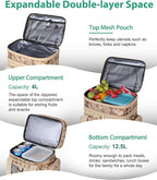 Tactical Lunch Box for Men, Large Insulated Lunch Bag for Adult, Heavy Duty Double Deck Expandable Lunch Cooler Bag with American Flag, Leakproof Soft Lunch Pail for Work Office Camping - Camo khaki