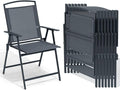 Crestlive Products Patio Folding Chairs Set of 8, Outdoor Folding Chairs with Durable Rust-Resistant Frame and Breathable Textilene Material for Outside, Gray
